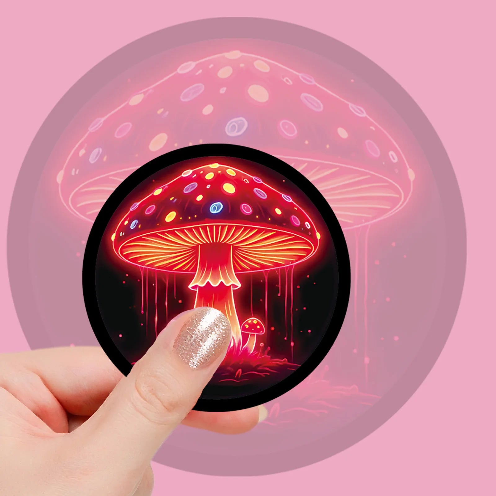 56/112Pcs Neon Mushroom Reusable Stickers Waterproof Decals for Helmet Skateboard Bicycle Computer Stationery Box Multicolor