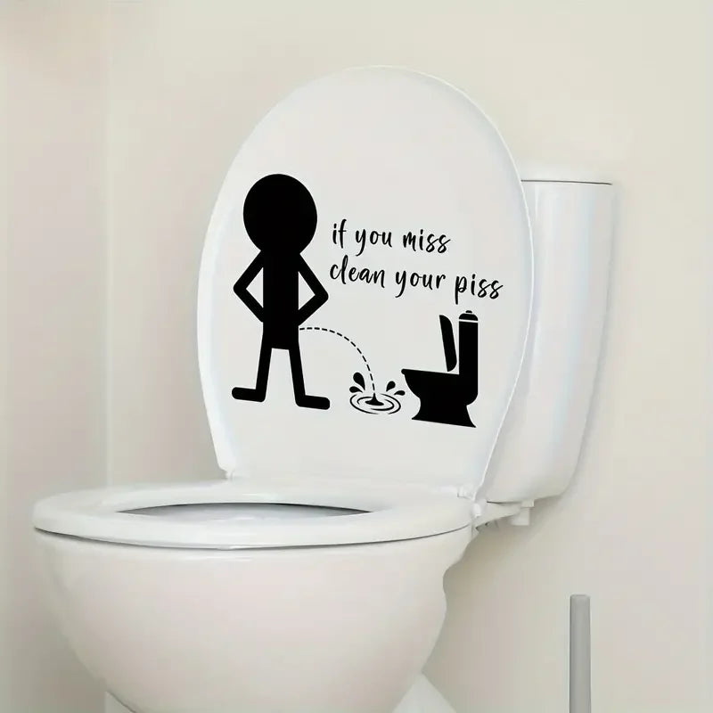 1pc Artistic Vinyl Toilet Lid Decal, Funny Bathroom Mural, Self-adhesive Wall Art Sticker For Bathroom, Entryway, Living Room, O