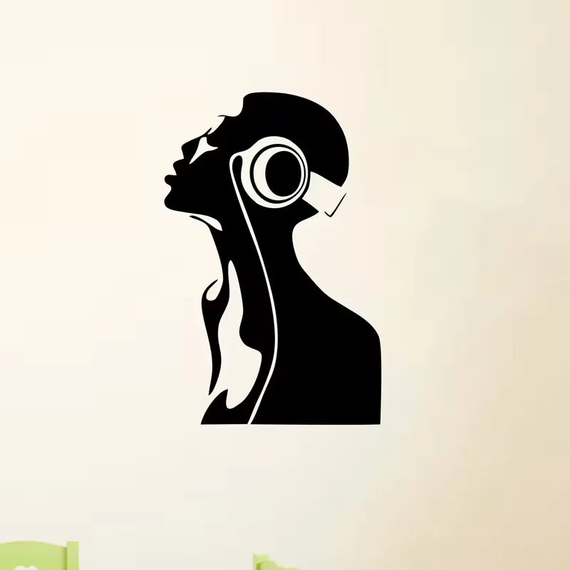 Listen to Music Wall Sticker - Vinyl Music Note Wall Art, Self-Adhesive Matte Finish, Classic Cartoon Design for Bedroom, Living