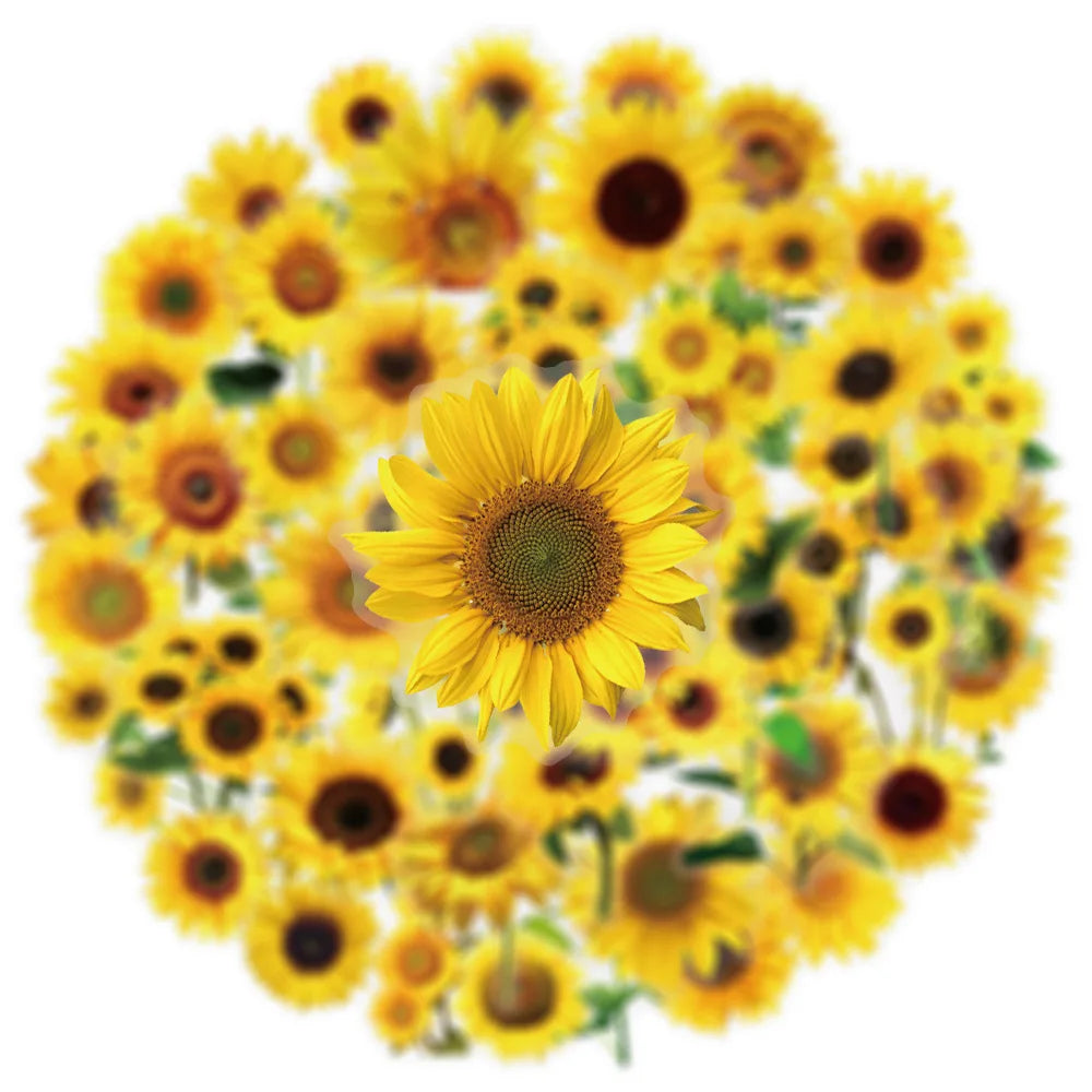 150PCS MIX Hydrangea & Sunflower & Daisy Graffiti Stickers Small Fresh Flowers Plant Decor Stationery Notebook Plastic Sticker