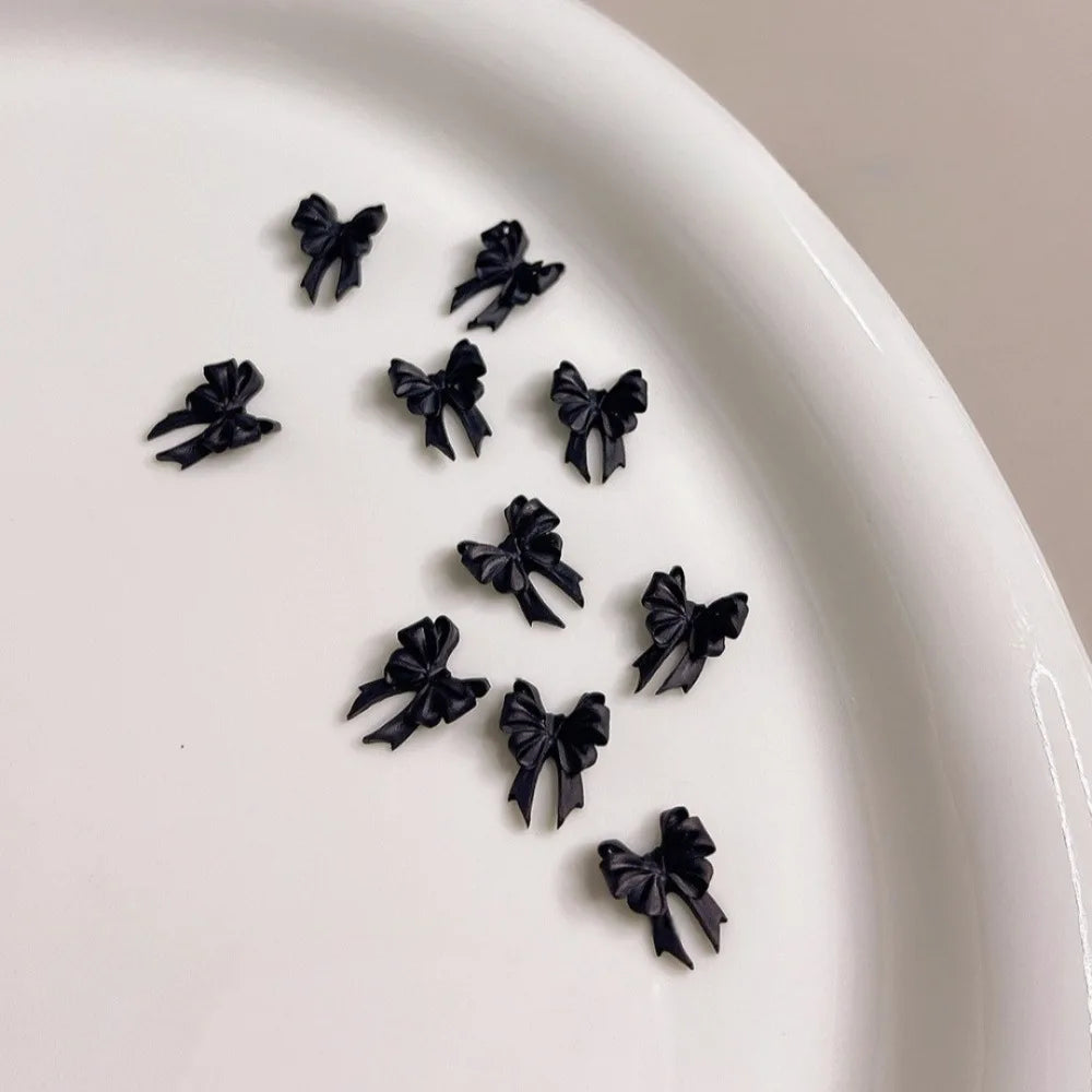 20pc Exqusitive Bows Nail Resin Charms Mini Bow Nail Art Accessories Bow Black White Rice White Bow Tie Nails Decoration Diamond