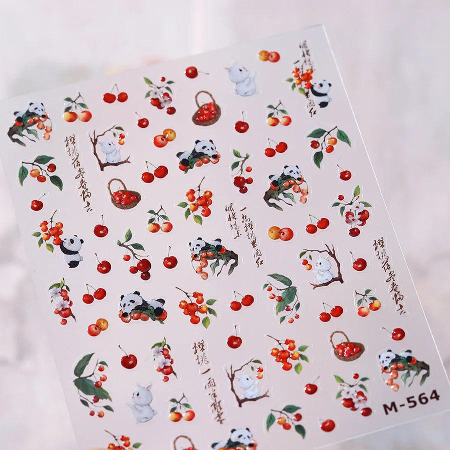 Autumn Fall Nail Art Maple Leaf Stickers 3D Red Leaves Stickers For Nails Art DIY Self Adhesive Manicure Decoration Decals DIY