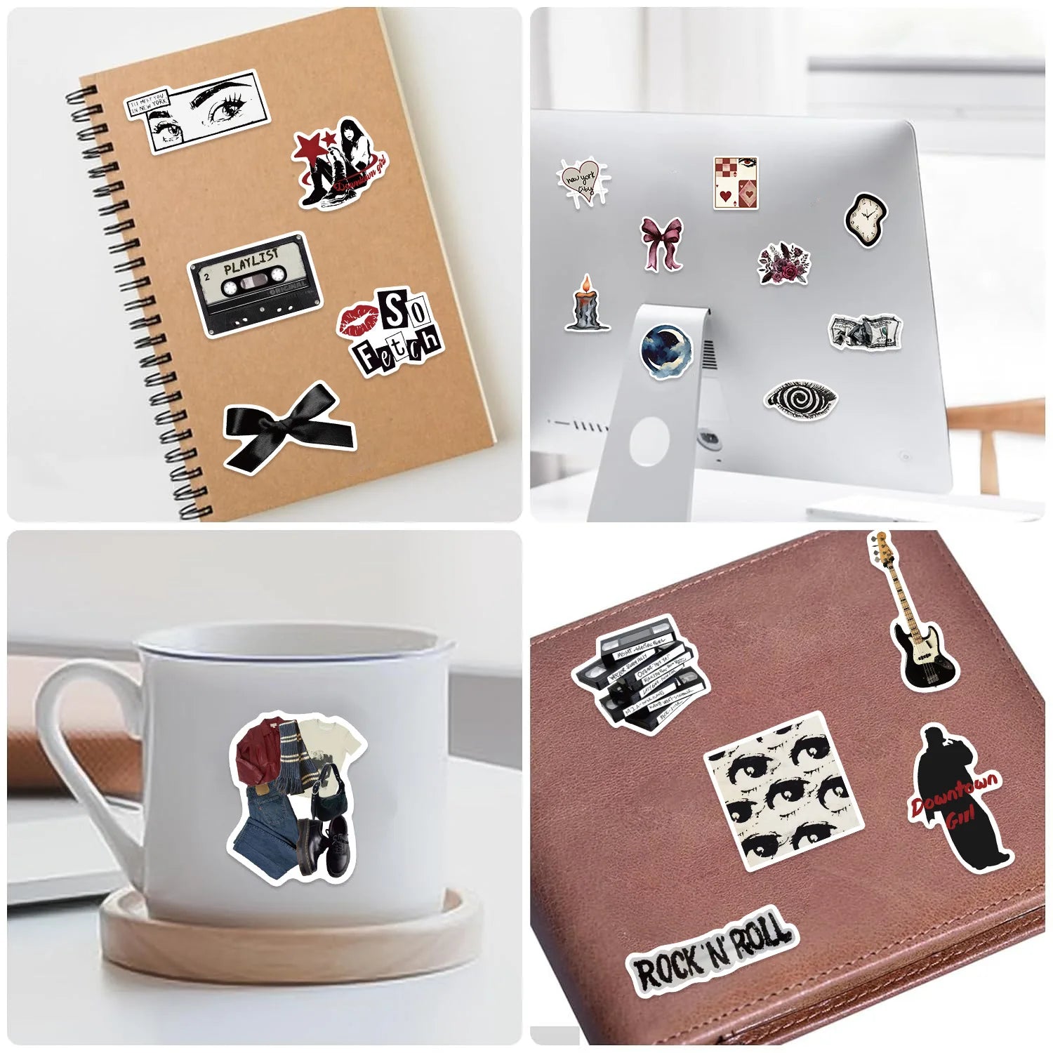 100Pcs Multi-Style Y2K Downtown Girls Stickers, DIY Decor Decals for Guitar Notebook Fridge Kids Stationery Waterproof Stickers