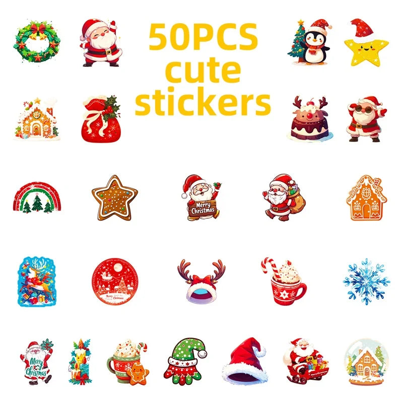 10/30/50PCS Cute Christmas Fat Animal PVC Sticky Sticker Aesthetic DIY Children's Decoration Scrapbooking School Supplies