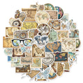 50PCS Retro Map Stickers Decorative DIY Creative Phone Cases, Laptop Cups, Speakers, Toy Stickers