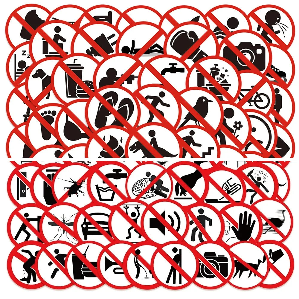 120PCS Funny No Sign Stickers Luggage Notebook Guitar Skateboard Waterproof PVC Stationery Stickers for Children Teens Adults