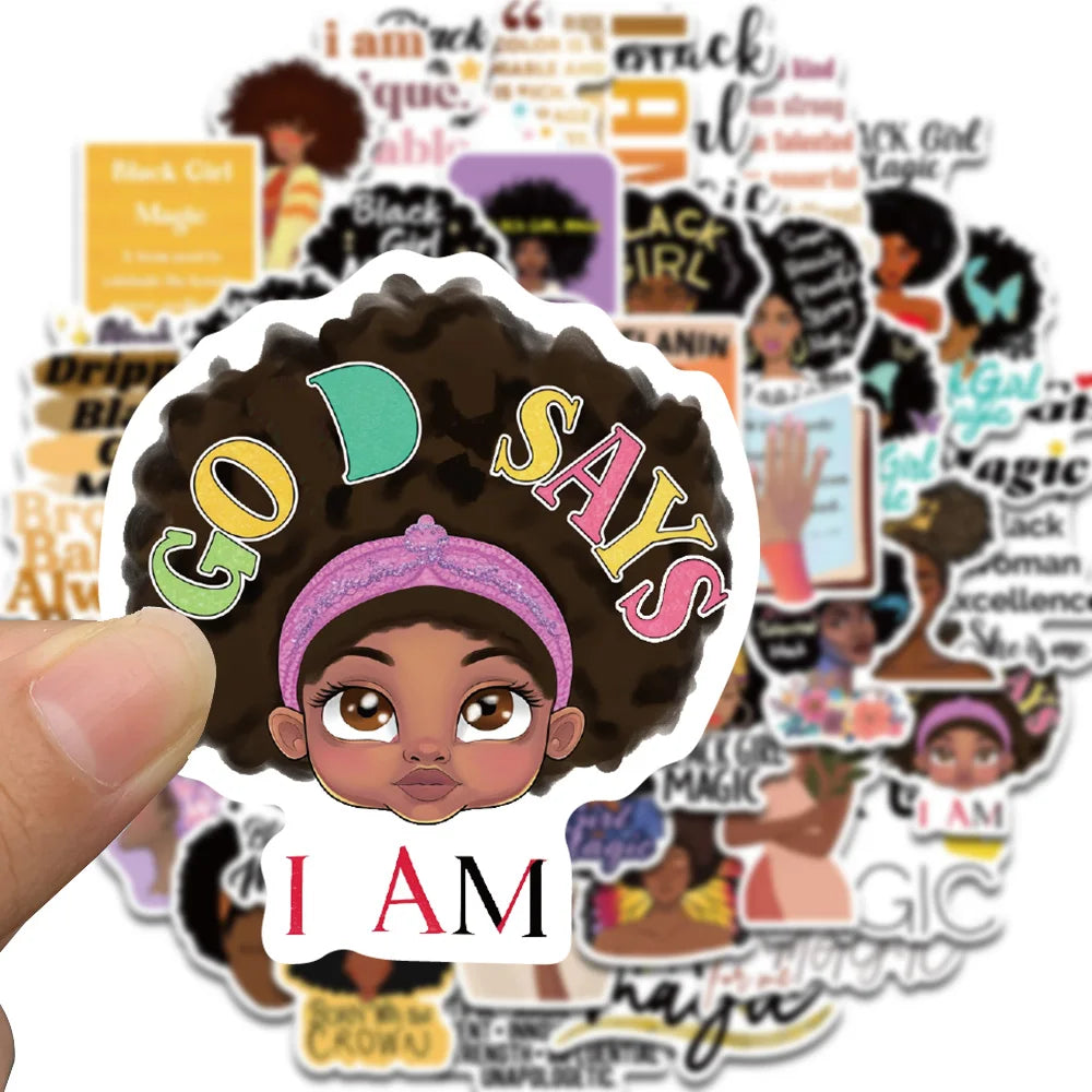 50PCS Black Magic Affirmation Sticker Modern Waterproof Classic DIY Scrapbook Coffee Luggage Skateboard Art Picture Sticker