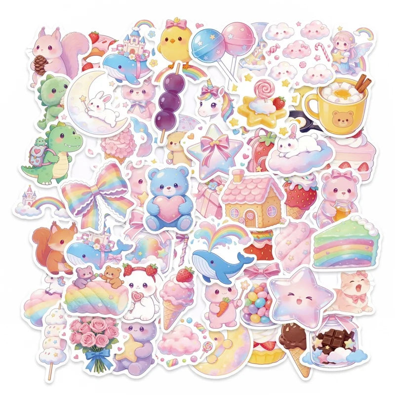 10/30/56PCS Abstract Lines Cat PVC Sticky Sticker Stationery DIY Children's Laptop Luggage Skateboard Decoration Scrapbooking