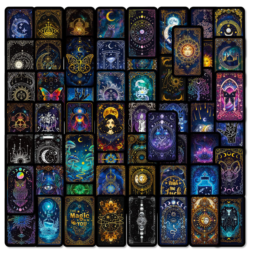 56PCS Celestial Astrology Magic Stickers Sun Moon Tarot Elements Stationery DIY Notebook Album Luggage Aesthetic Sticker