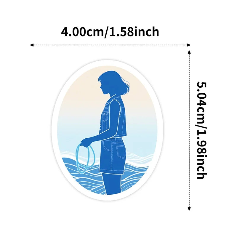 10/30/56PCS Kawaii Blue Seaside Life PVC Sticky Stickers Aesthetic DIY Colored Phone Laptop Luggage Skateboard Graffiti Decals