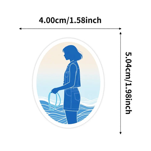 10/30/56PCS Kawaii Blue Seaside Life PVC Sticky Stickers Aesthetic DIY Colored Phone Laptop Luggage Skateboard Graffiti Decals