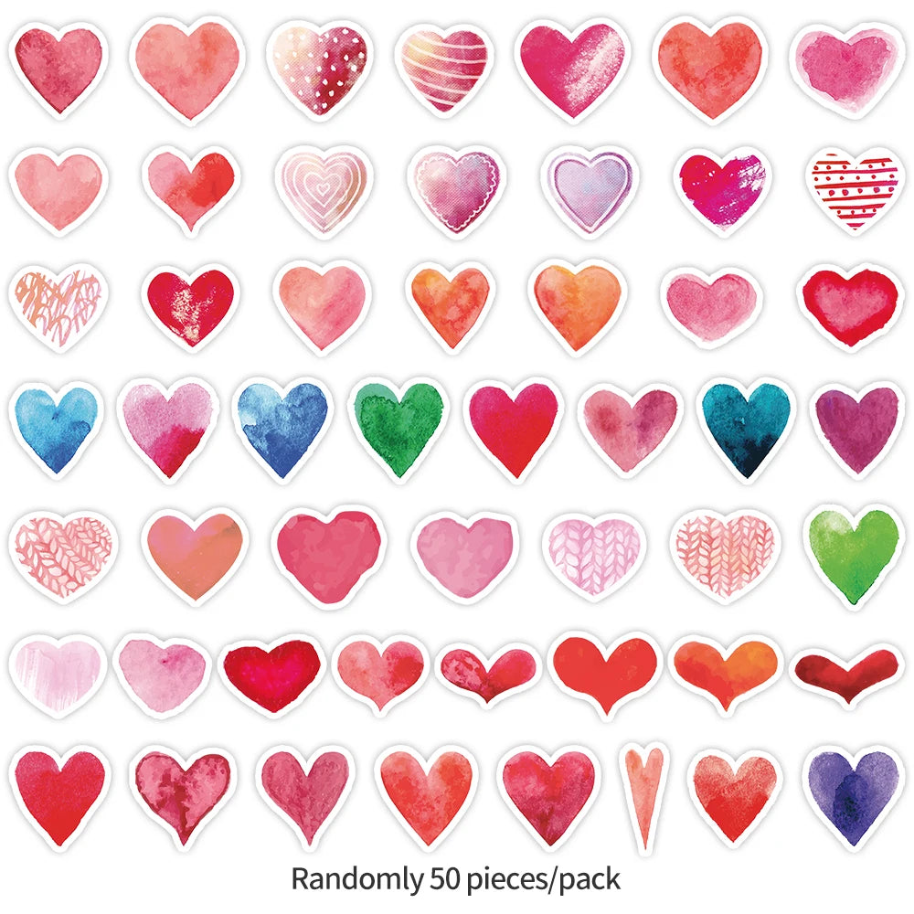 50PCS Cartoon Love Graffiti Stickers, Computer Luggage Waterproof Decoration Stickers, DIY Stickers