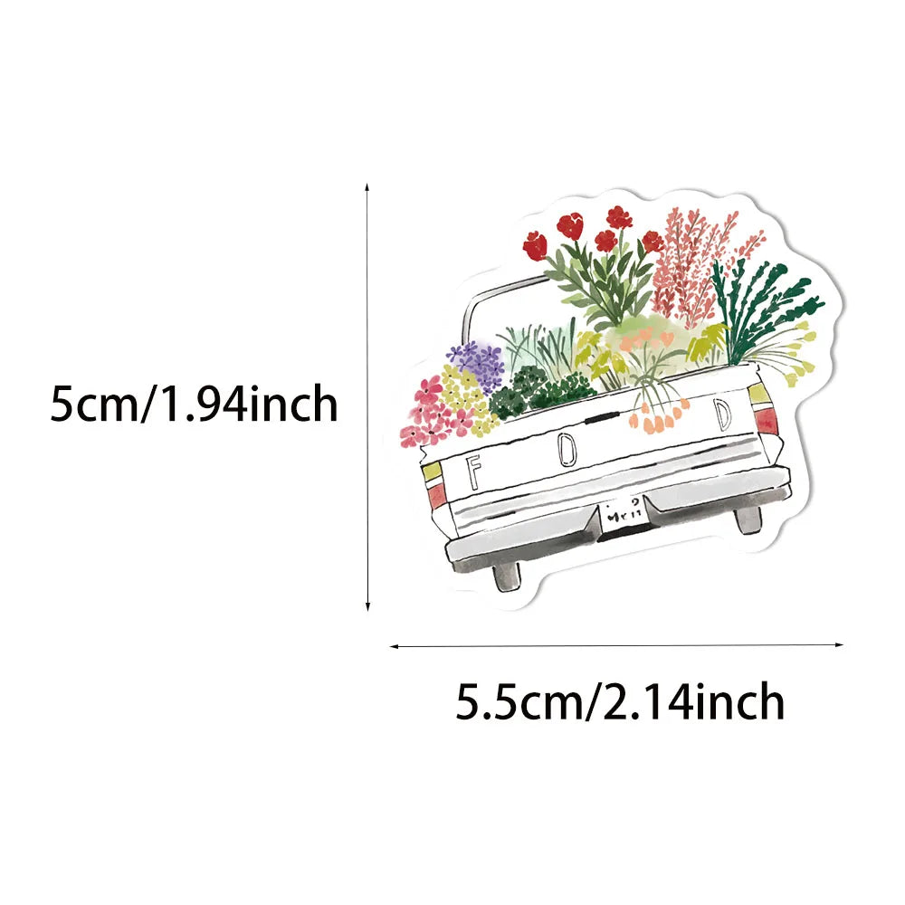 50PCS Watercolor Diary 2 Cartoon Ins Style DIY Stickers Sketchbook Phone Case Notebook Luggage Skateboard Waterproof Stickers