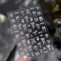 Relief Nail Stickers Elegant White Tie Bowkont Line Design Nails Decorations Stickers DIY Back Blue Manicure Accessories Decals
