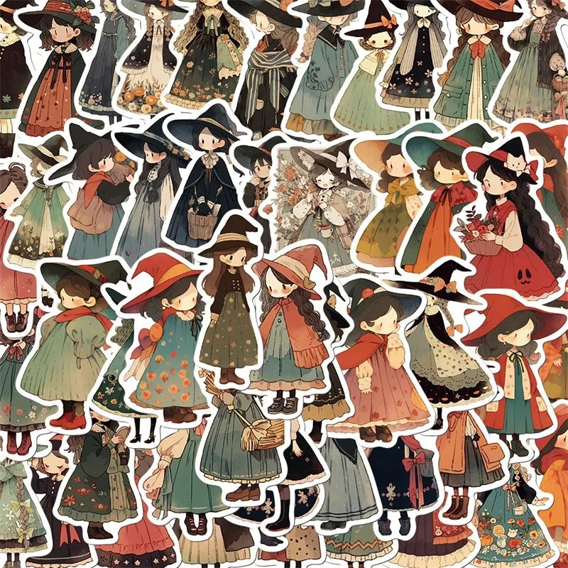 10/30/50PCS Cartoon Q Witch PVC Sticker Aesthetic Children's Korean Decoration Scrapbooking Stationery School Supplies for Kids