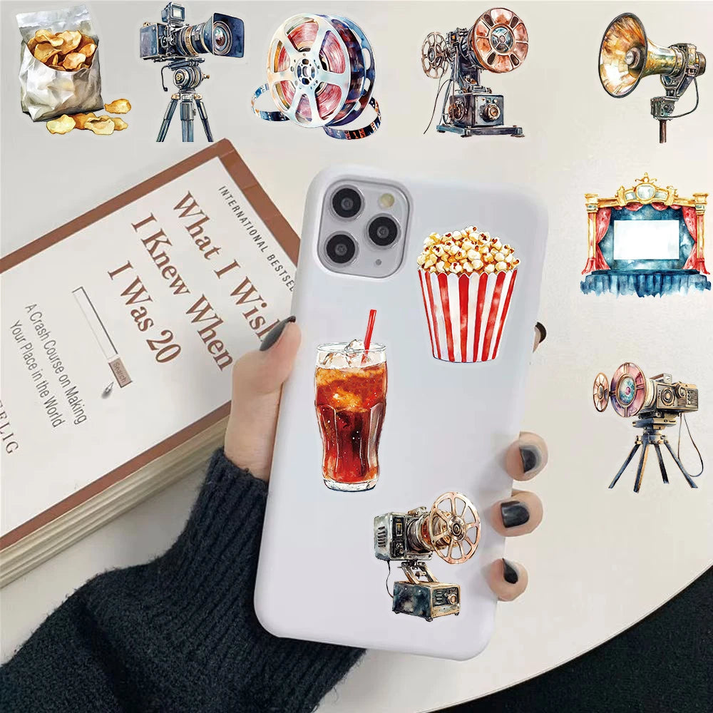 50/100Pcs Movie Projector Stickers Bicycle Coffee Harajuku Coffee Room Waterproof Stationary Laptop Luggage Skateboard Decals