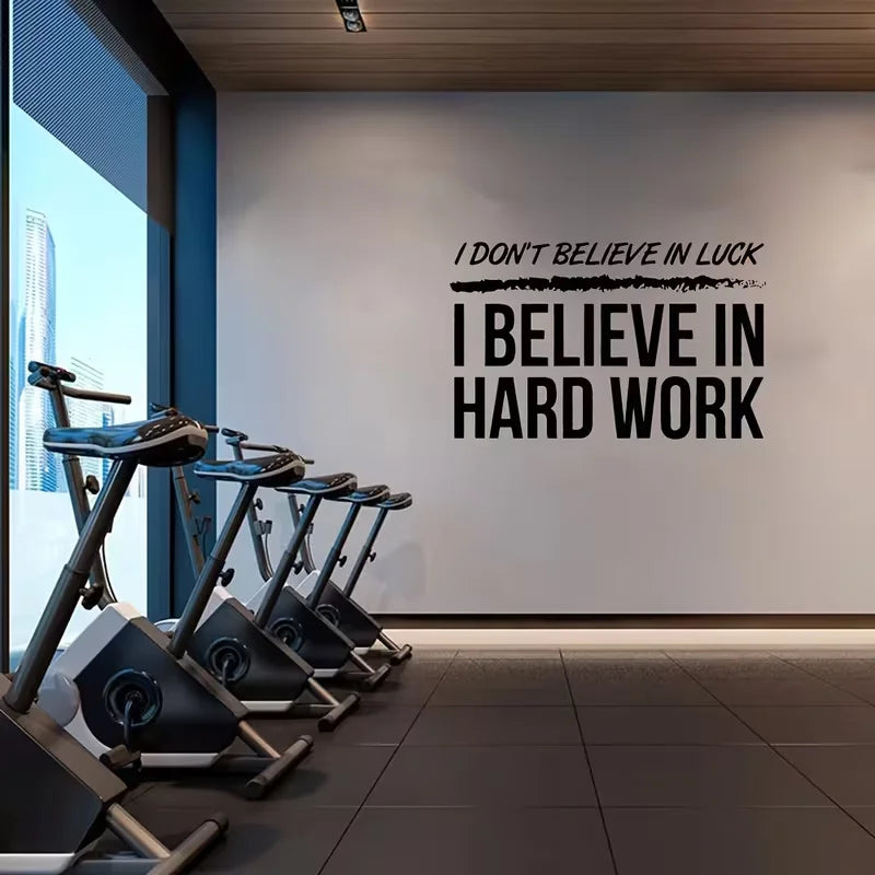Hard Work Wall Decal Fitness Quote Bedroom Gym Workout Motivation Bodybuilding logo Inspirational Wall Sticker