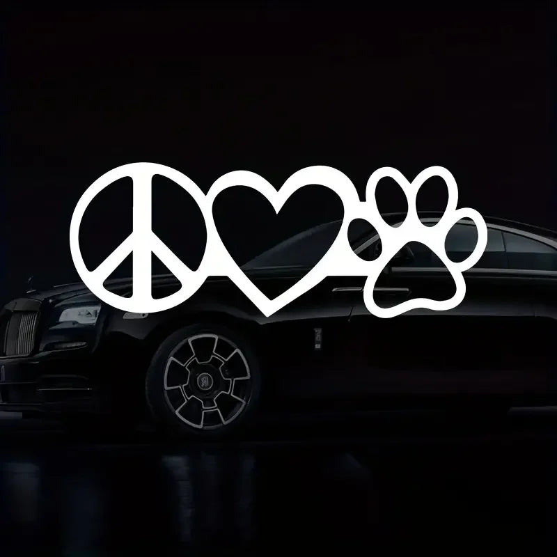 Peace Love Dog Paw Vinyl Decal Sticker For Cars Trucks Vans Walls Laptops Cups