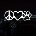 Peace Love Dog Paw Vinyl Decal Sticker For Cars Trucks Vans Walls Laptops Cups