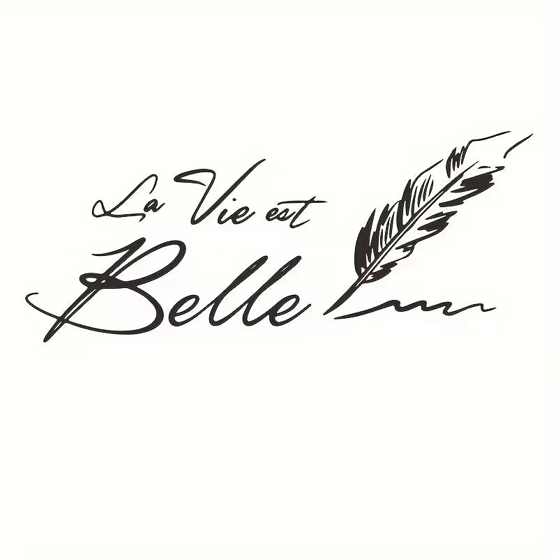 Chic Feather & English Slogan Wall Decal - Self-Adhesive, No Power Needed - Perfect for Living Room, Study, or Entryway Home Dec