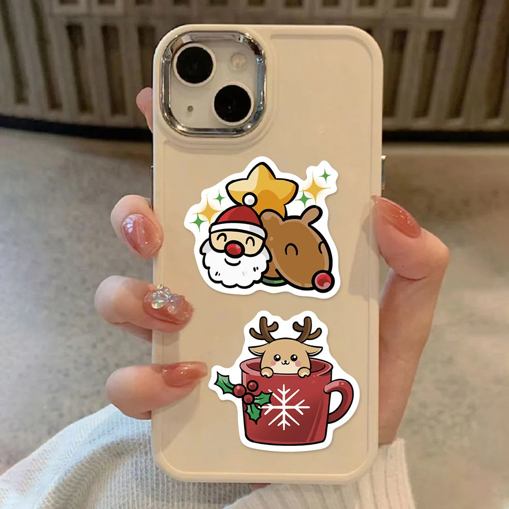 50PCS Cartoon Christmas Festival Gift Santa Claus Sticker Pack DIY Brochure Decoration Tablet Computer Toy Stickers