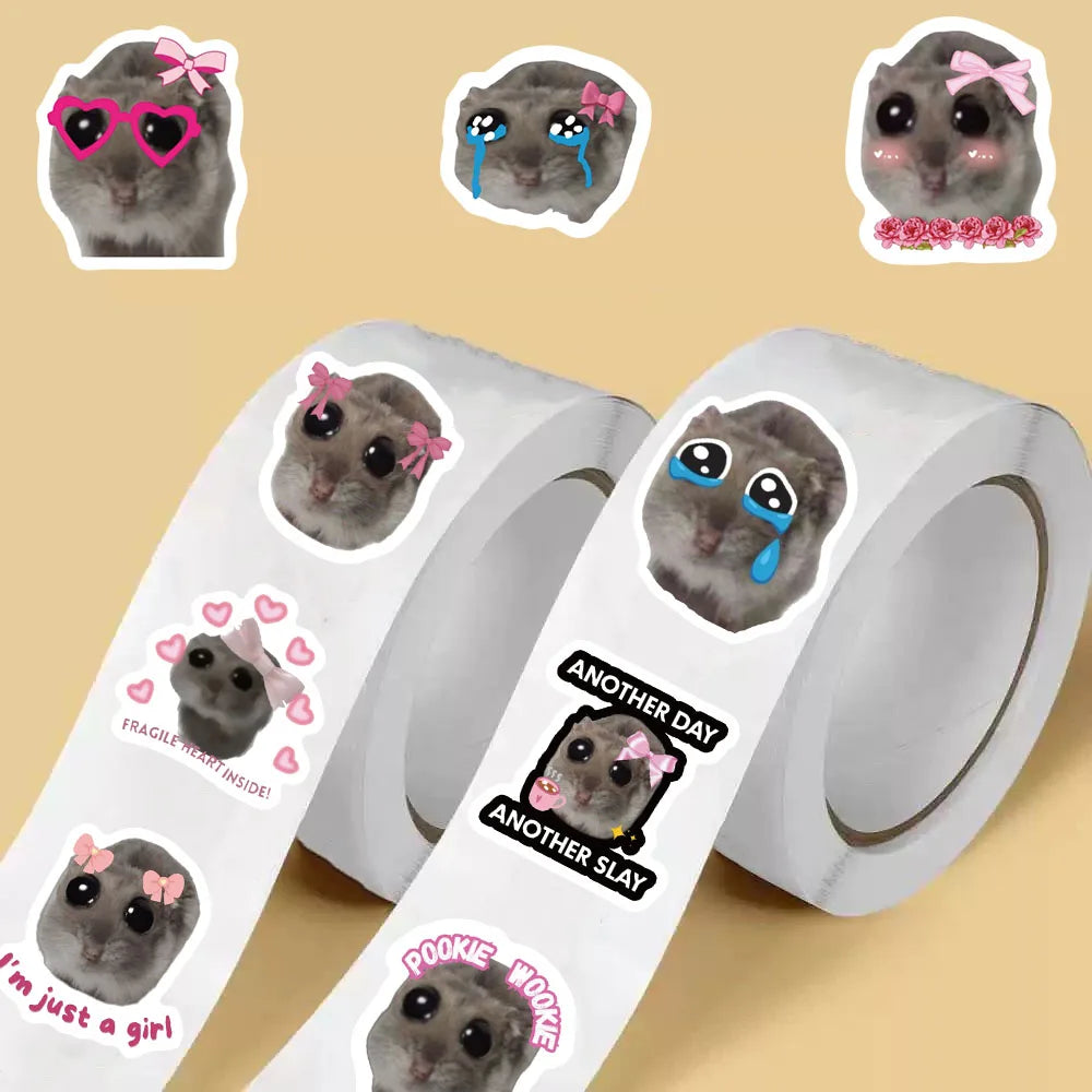500PCS Sad Hamster Stickers Graffiti Nostalgia Stationery Vintage DIY Scrapbook Laptop Luggage Phone Guitar Scrapbook Sticker