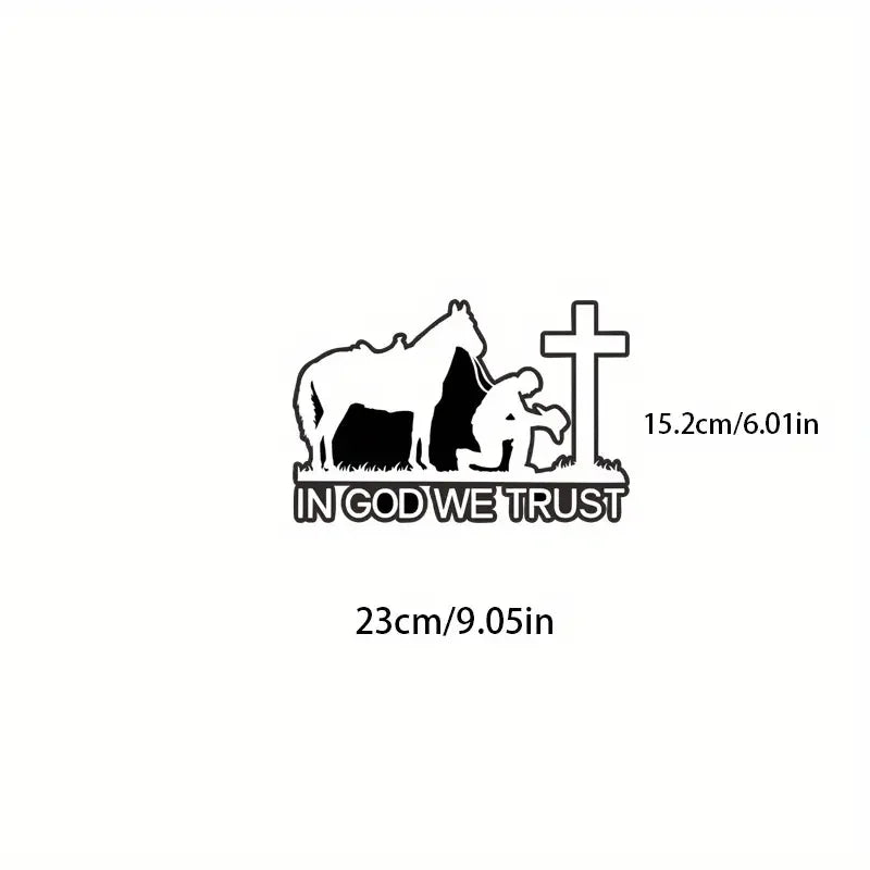 Cowboy Prayer With Cross, God, 9.05in×6.01in Large Size Decal For Cars, Cars, Trucks, Motorcycles, Laptops, Cups, Windows, Glass