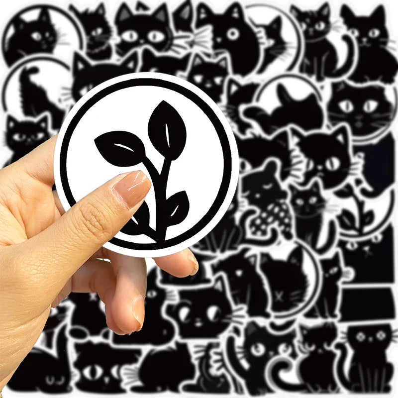 10/30/50PCS Kawaii Black Cat PVC Sticker Aesthetic Children's Decoration Scrapbooking for Kids Korean Stationery School Supplies