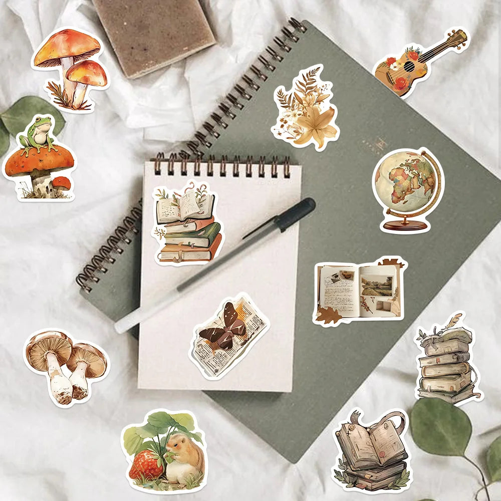 50/100PCS 50 Cartoon Retro Animal Graffiti Stationery Decoration Stickers Party Guitar Notebook Luggage DIY Waterproof Stickers