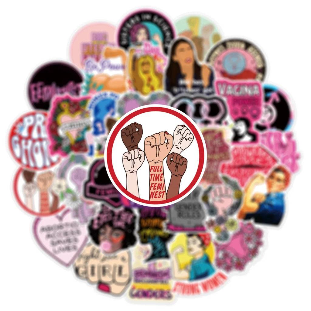 50/100PCS Women Theme Doodle Stickers, Unique Waterproof Decals for Notebook Helmet Fridge Phone Case Decor