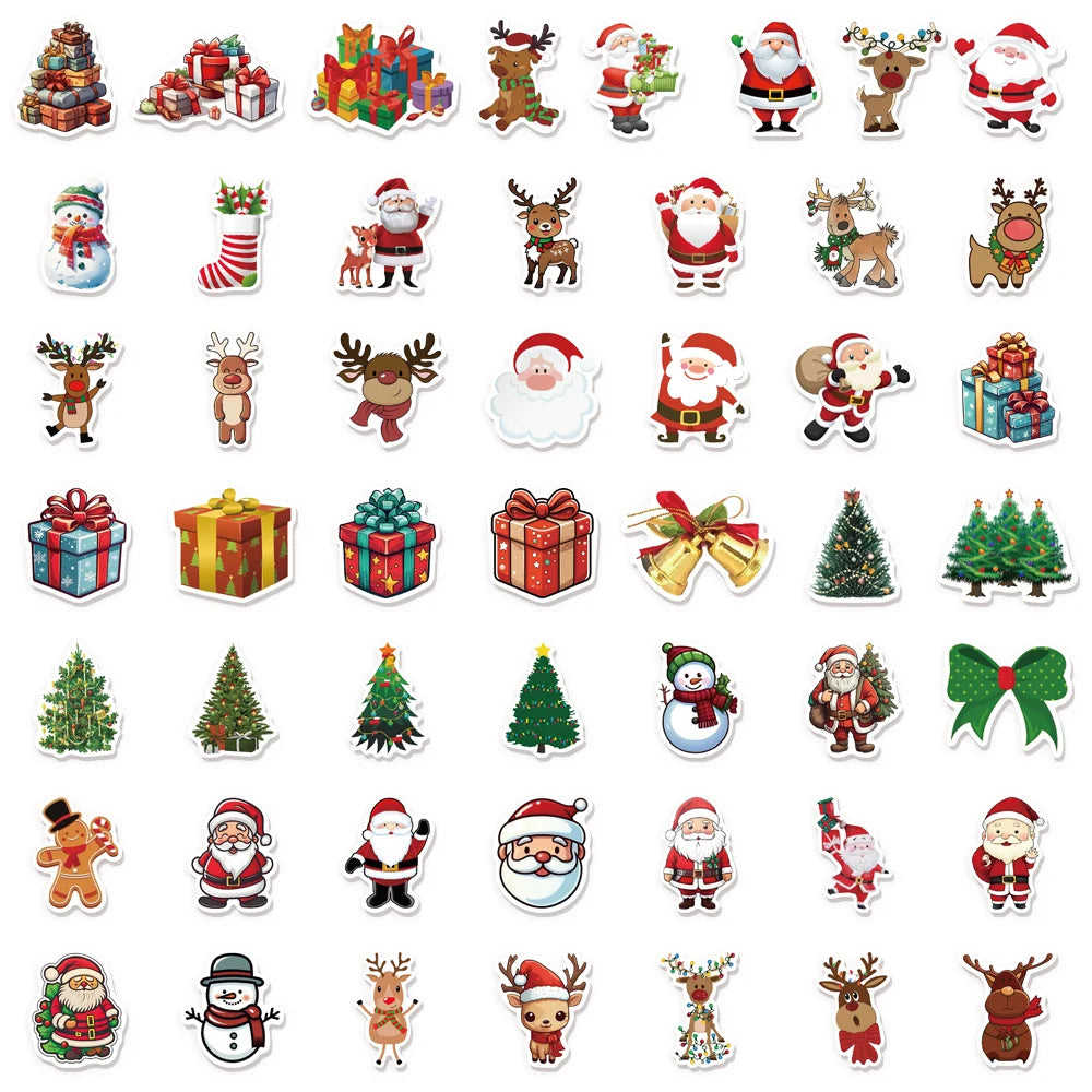 50/100PCS Kawaii Cartoon Santa Claus Aesthetic Stickers Toys Diary Laptop Scrapbook Decoration Graffiti Waterproof Stickers