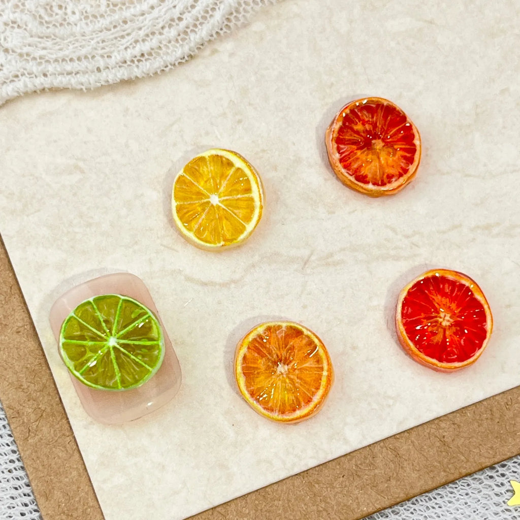 Sliced Fruits Orange Resin Nail Charms Simulated Food Toys Lemon Slices Nail Art Accessories DIY Cream Glue Manicure Decorations