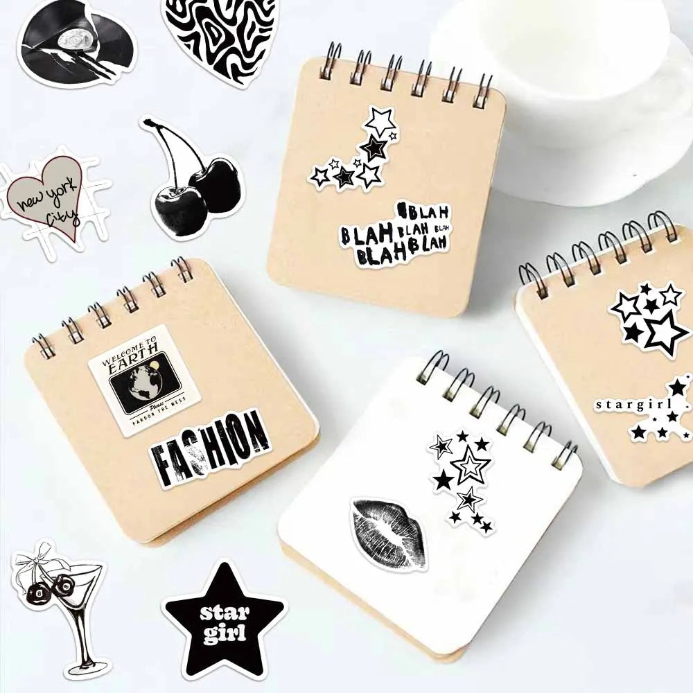 50PCS Creative Black Y2K Creative Aesthetic Sticker Advanced Mobile Phone Case Laptop Sticker