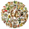 50/100PCS Retro Animal & Plant Graffiti Stickers Water Cup Decoration Stickers Luggage Tablets Diary DIY Stickers