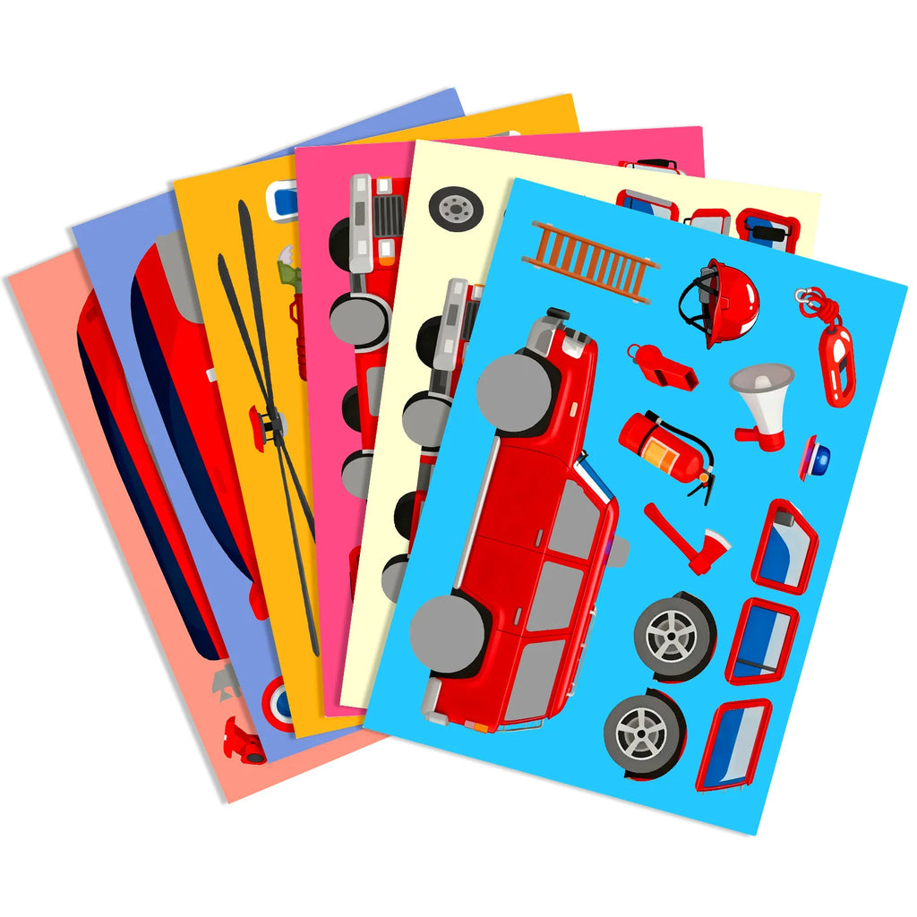 6/12/18PCS Cartoon Helicopter Engineering Vehicle Traffic Face Changing Stickers Reward Stationery Notebook Decorative Stickers