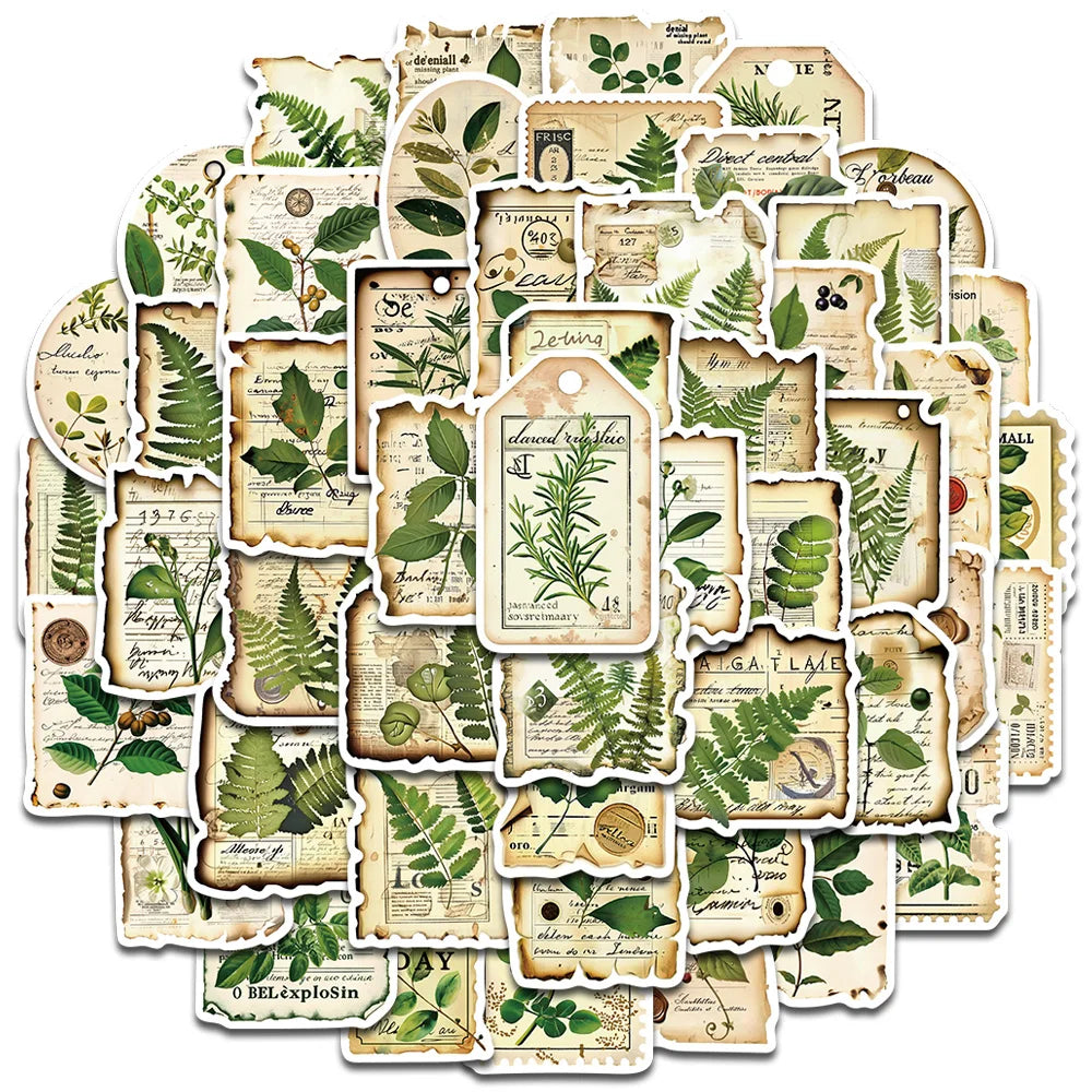 50PCS Fragmentation Of Botanical Garden Labels Stickers Notebook Coffee Skateboard Phone  PVC Creative Fun for Sticker ﻿