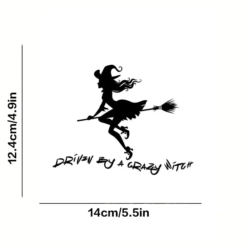 Imagnt Studio Driven By A Crazy Witch Car Stickers ForTruck Van SUV Jeep Motorcycle Vehicle Paint Window Wall Cup Bumpers Crafts