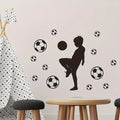 2pcs/set Artistic PVC Wall Decal, Soccer Player Silhouette Mural, Self-adhesive Removable Waterproof Wall Art Sticker For Bedroo
