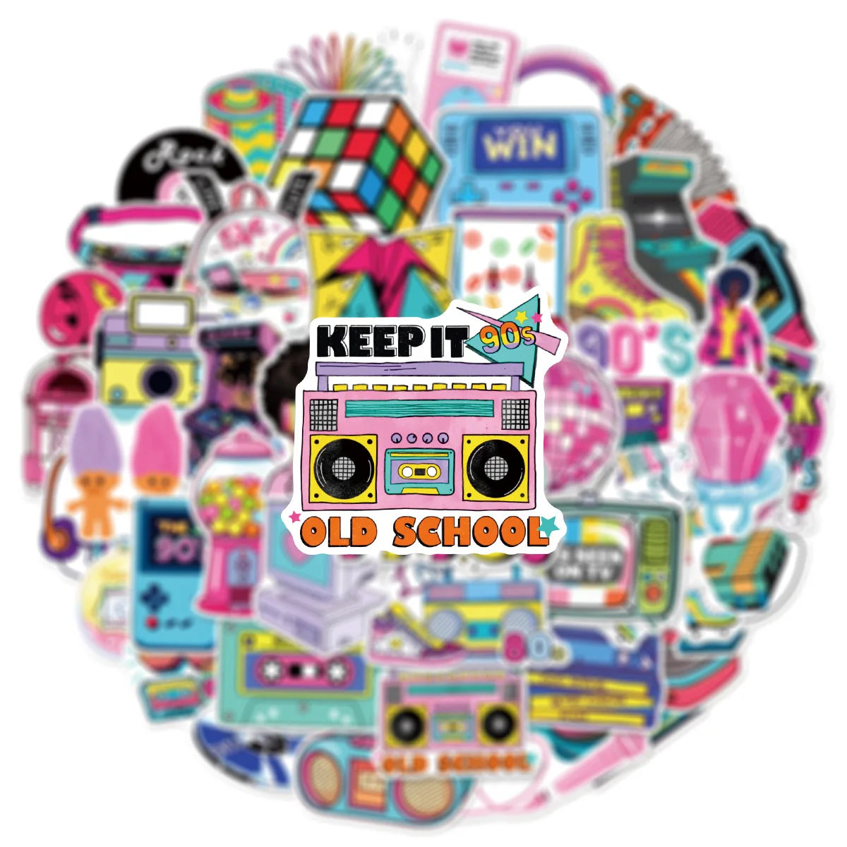 50-Pack 80s 90s Cartoon Graffiti Stickers Student Stationery Luggage Tablet Motorcycle Notebook Decorative Stickers