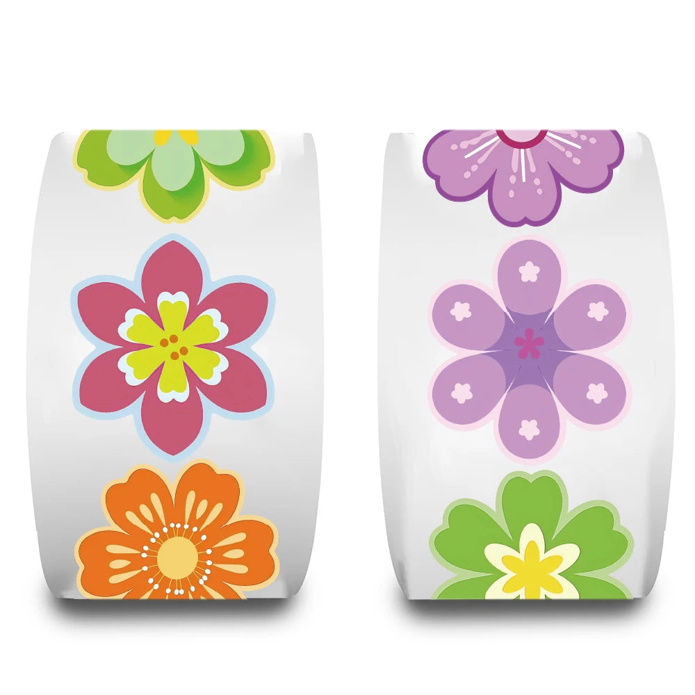 500PCS Cartoon Flowers Roll Sticker Notebook Cartoon Scrapbook Waterproof Graffiti Cafe DIY Scrapbooking Phone Gifts Decals