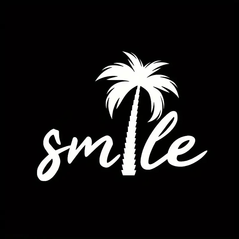 Smile Palm Tree Beach Car Sticker Nautical Theme Removable Waterproof Window Body Decal