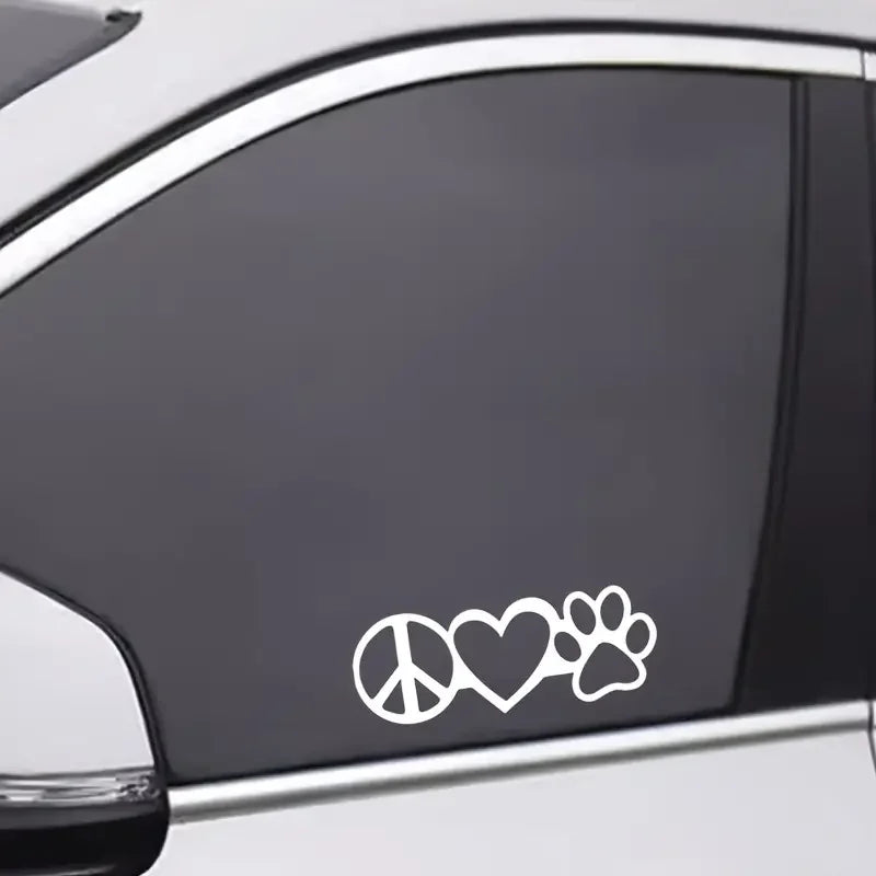 Peace Love Dog Paw Vinyl Decal Sticker For Cars Trucks Vans Walls Laptops Cups