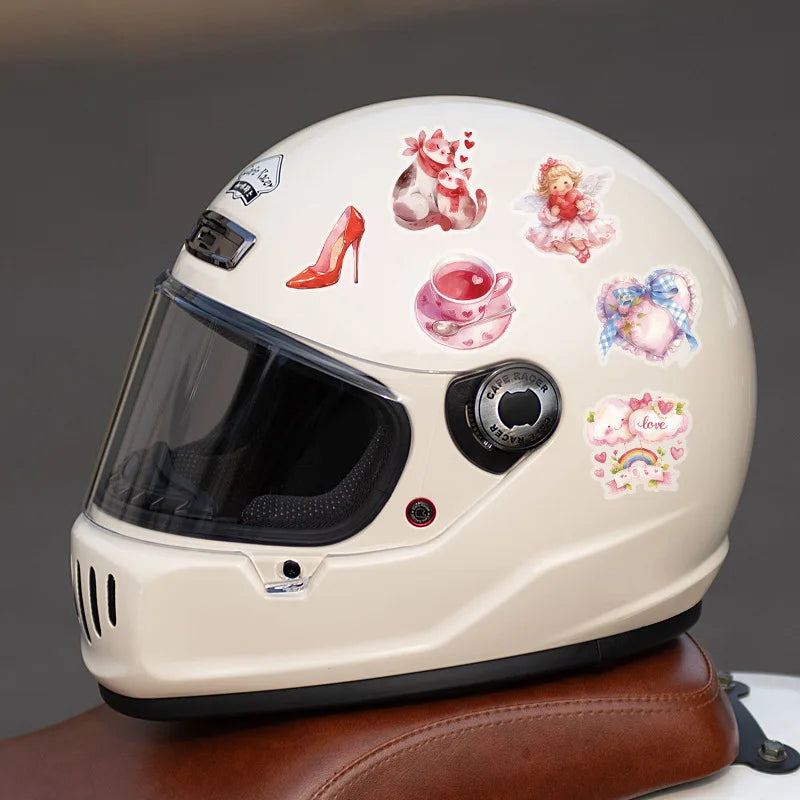 50/100Pcs Pink PET Clear Valentine Watercolor Heart Stickers for Atmosphere Decor DIY Gift Box Helmet File Holder Lunch Box Car