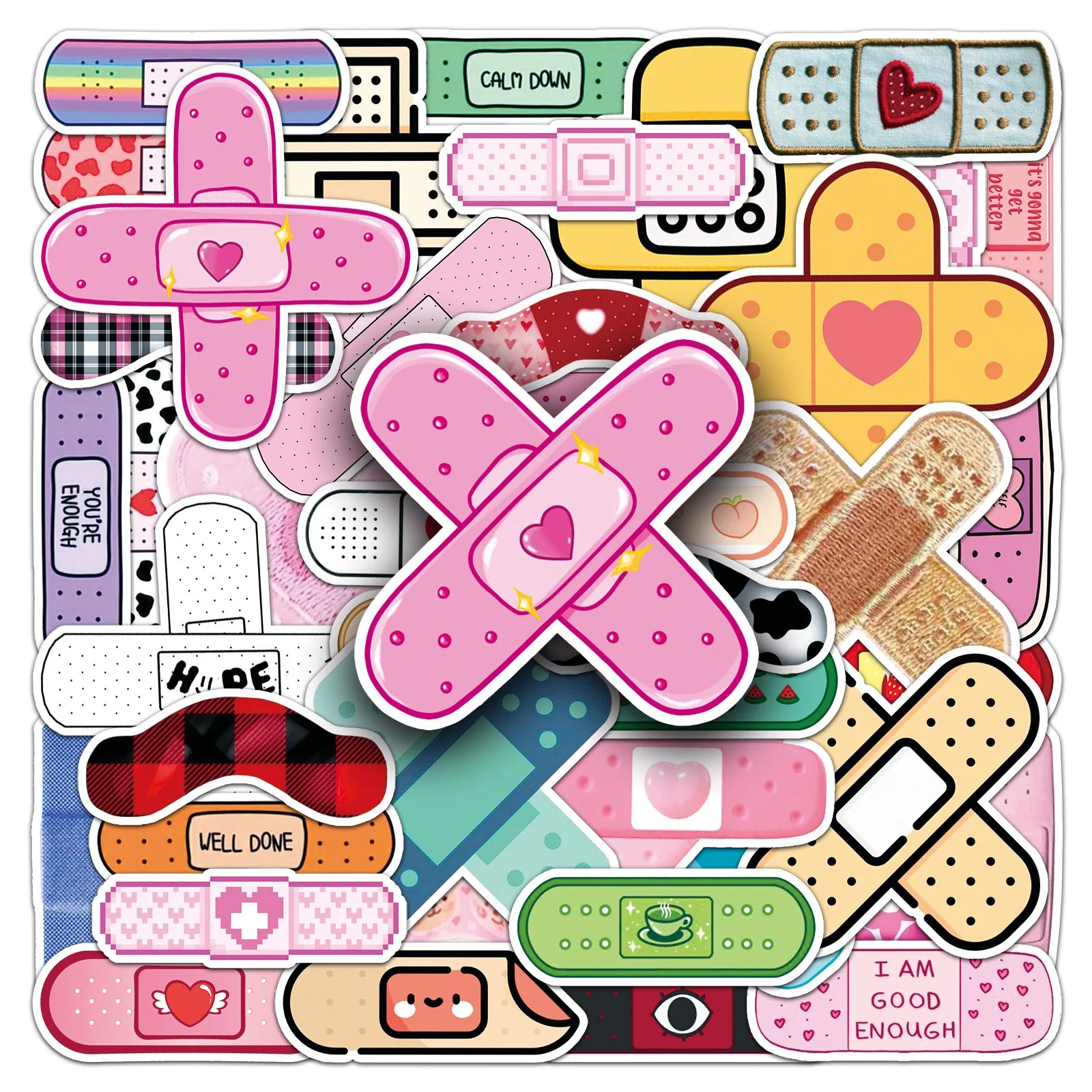 50/100PCS Cartoon Band Aid Cartoon Stickers Creative Cute Waterproof Decoration Laptop Phone Case Luggage Stickers