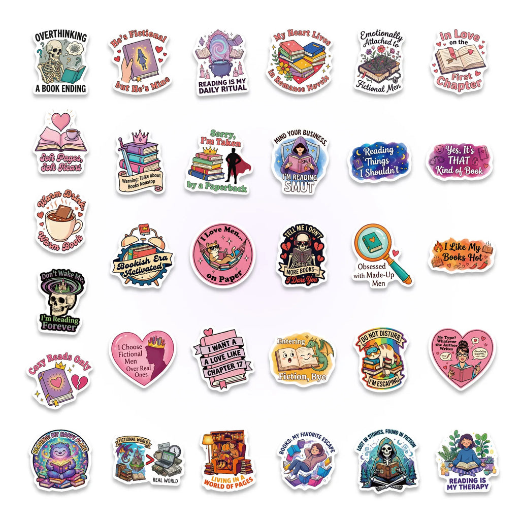 56/112PCS Cartoon Reading Motivational Aesthetic Stickers Tablet Helmet Guitar Notebook Student Supplies Waterproof Sticker