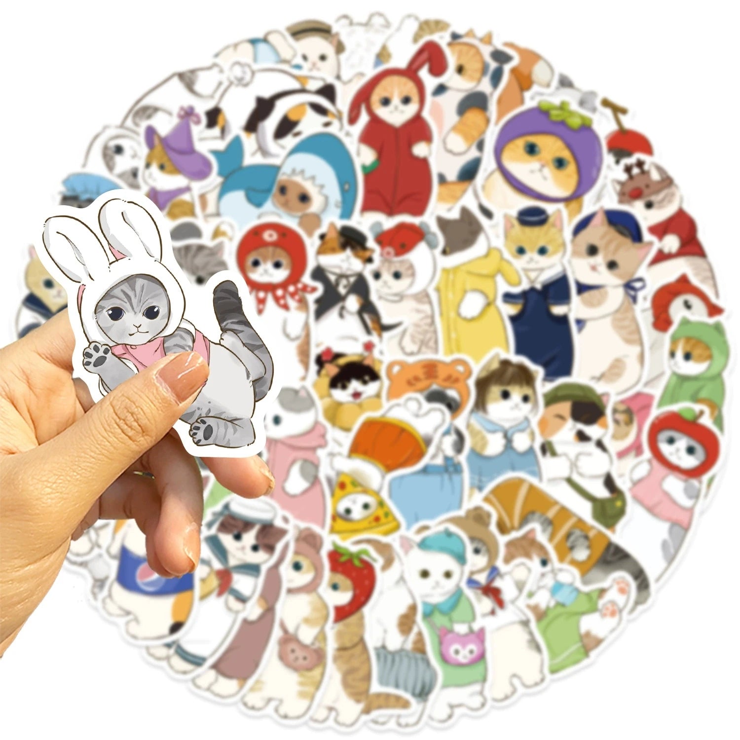 50/100PCS Cartoon Cute Headsets with Cat Graffiti Stickers Decorative Guitar Notebook Luggage DIY Stationery Stickers