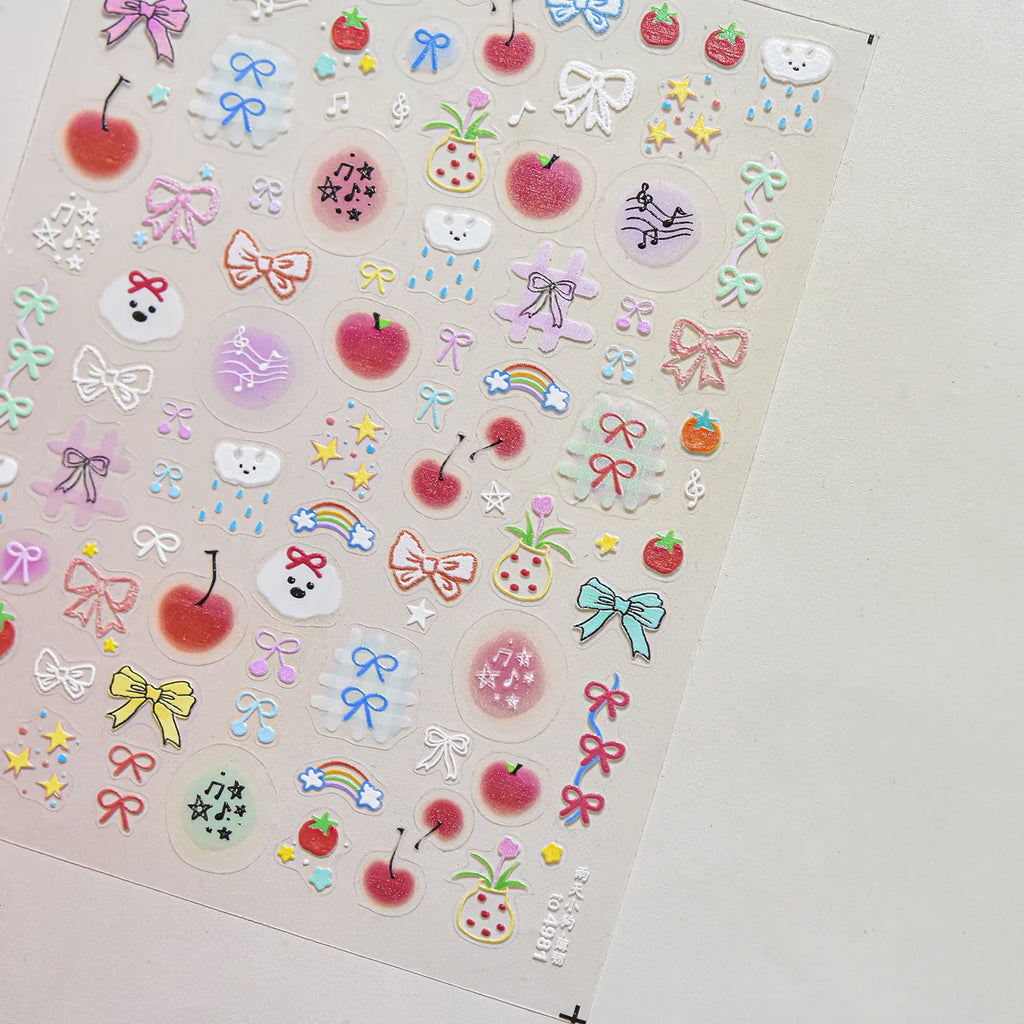 Creative Cat Expression Decoration Nails Stickers 3D White Halo Dyeing Cat Face Adhesive Nail Charms Stickers DIY Manicure Decal
