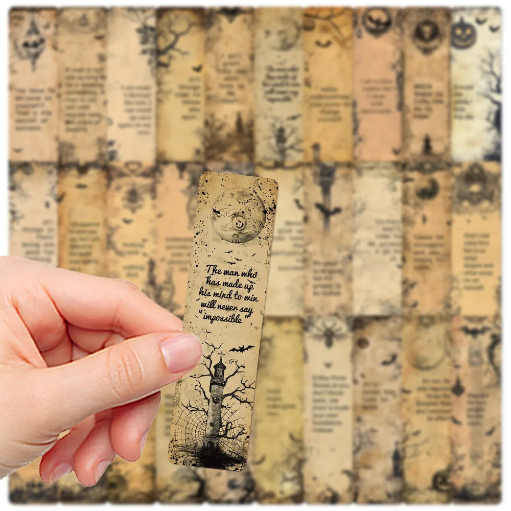 30 Pcs Retro Dark Inspirational Quote Bookmarks DIY Bookmark Decor