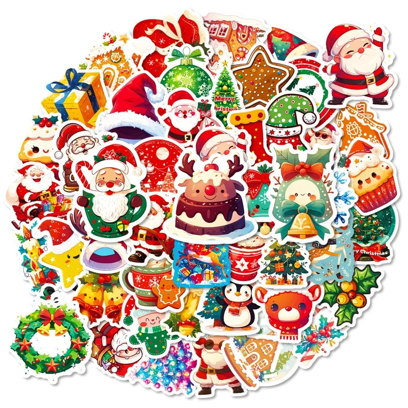 10/30/50PCS Cute Christmas Fat Animal PVC Sticky Sticker Aesthetic DIY Children's Decoration Scrapbooking School Supplies