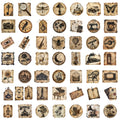 50/100PCS Vintage Label Sticker Nostalgia Harajuku Aesthetic Stationery Cafe Phone Supplies Guitar Community Dormitory Stickers